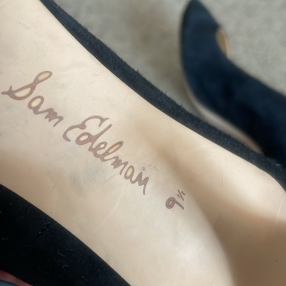 Sam Edelman Black Suede Pointy Toe Heels Size 9.5 - Picture 11 of 13